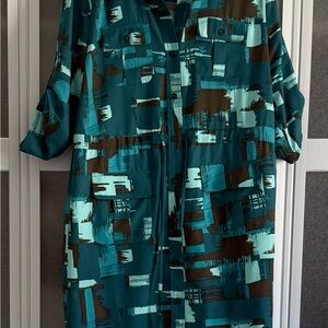 Calvin Klein Classifications blue and green Printed Safari Dress size 10